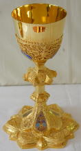 Solid silver gilt antique French Gothic Chalice.